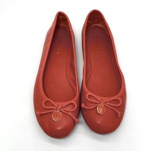 Lauren Ralph Lauren Red Ballet Flats with Bow and Monogram Charm